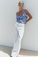 LINEN RUFFLED STRAPPY TOP