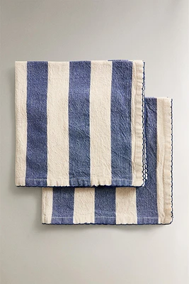 SET OF DYED THREAD STRIPED NAPKINS (SET OF 2)