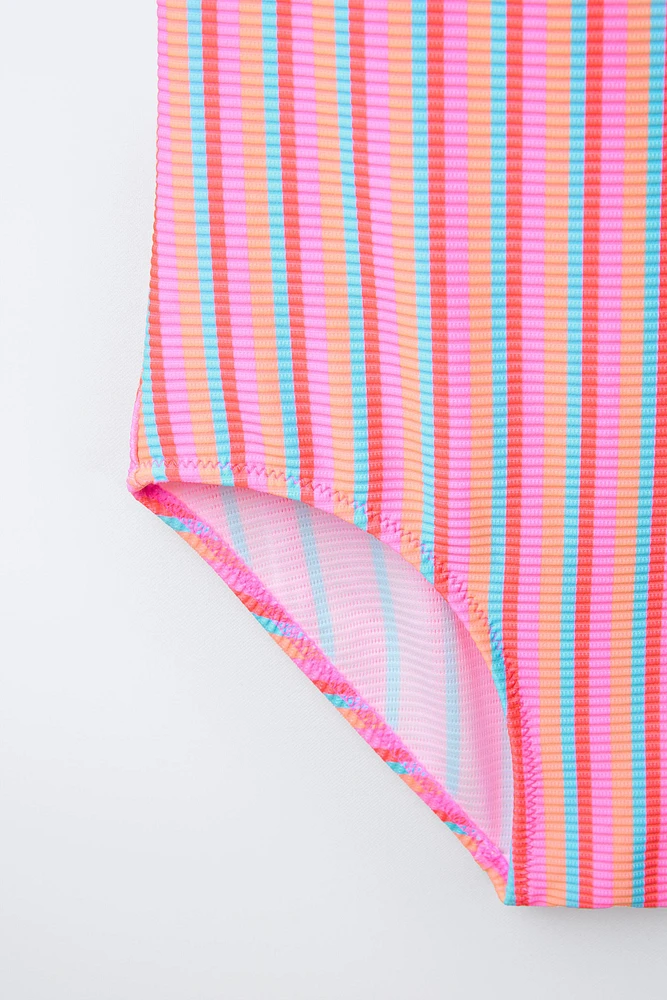 2-6 YEARS/ MULTICOLOR STRIPED SWIMSUIT