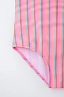 2-6 YEARS/ MULTICOLOR STRIPED SWIMSUIT
