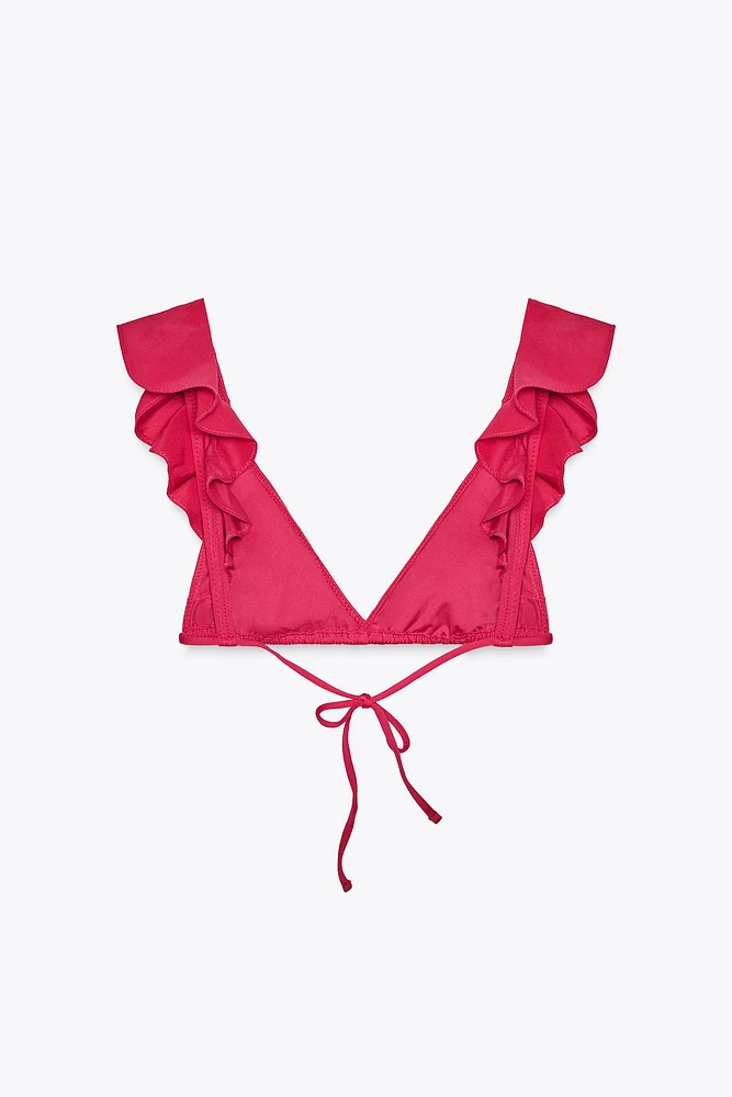RUFFLED TRIANGLE BIKINI TOP