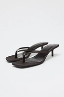 SATIN KITTEN HEEL SANDALS