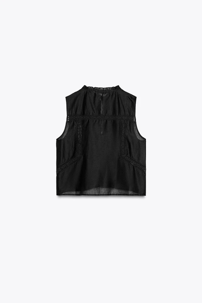 TIE EMBROIDERED TOP