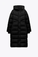 WATER AND WIND PROTECTION FITTED HOODED PUFFER JACKET