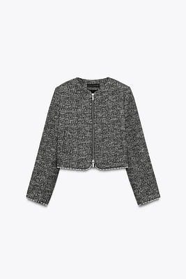 TEXTURED PEARLS CROP JACKET