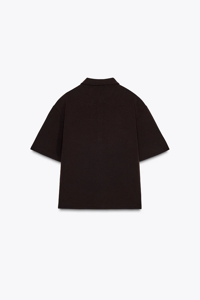 ZIP POLO COLLAR TOP