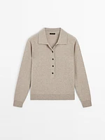 100% cashmere knit polo sweater
