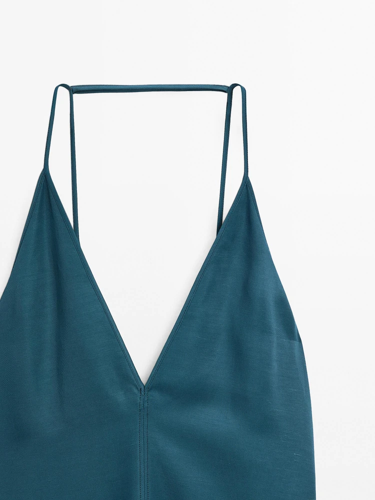 Robe longue fluide à col en V
