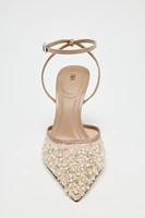 GLITTER MESH SLINGBACK HEELS