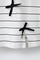 RIBBED STRIPED TOP WITH BOWS