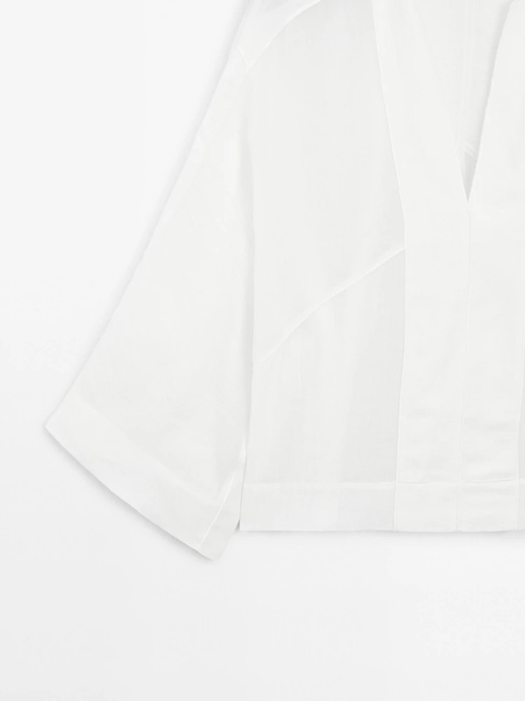 Blouse fluide lin coutures apparentes