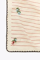 STRIPED SCARF WITH EMBROIDERED FLOWERS