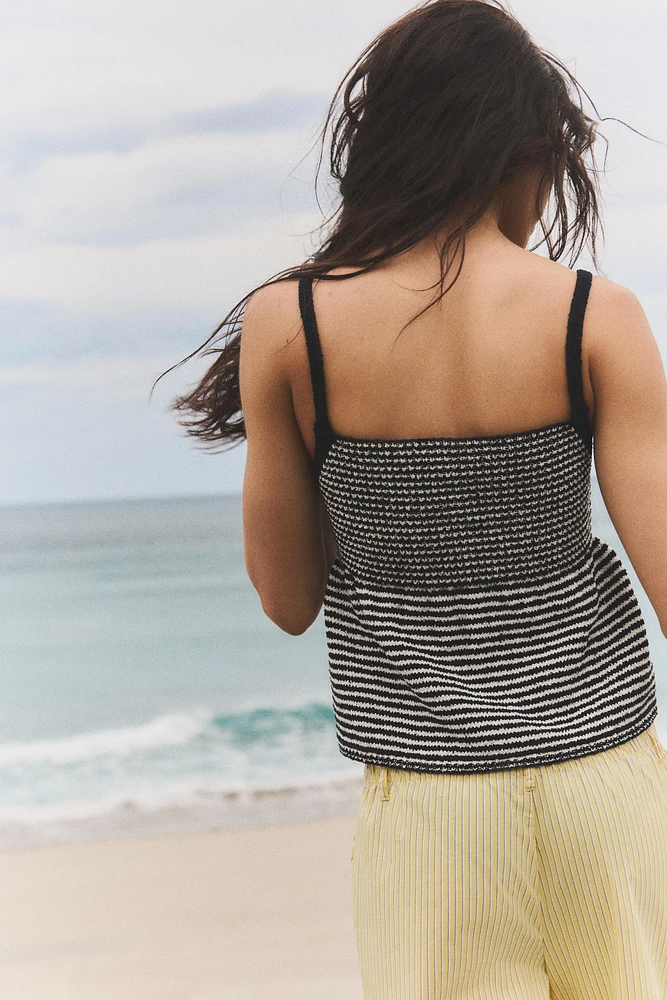 STRIPED KNIT PEPLUM TOP