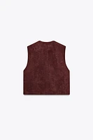 EMBROIDERED FAUX SUEDE VEST