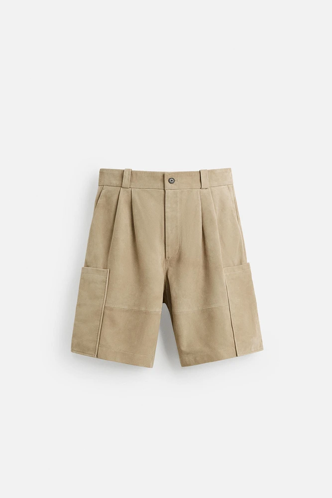 SUEDE CARGO SHORTS