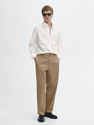 Regular fit pinstriped poplin shirt
