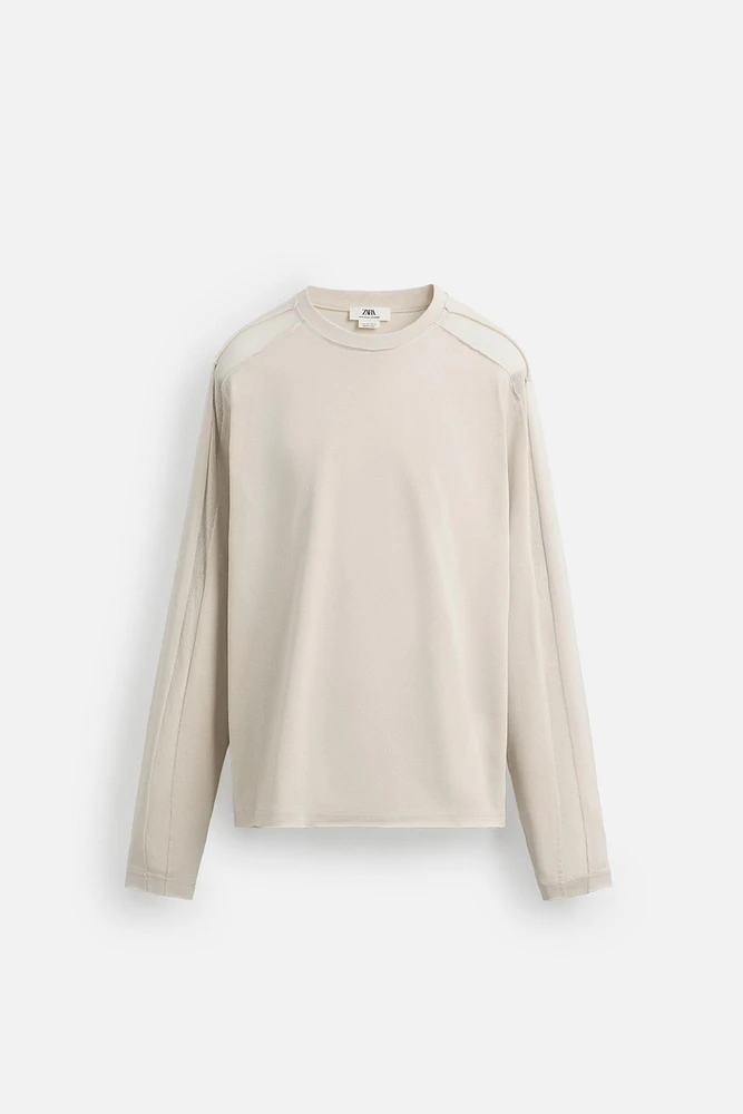T-SHIRT WITH MESH TRIM