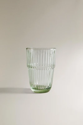 COLORED STRIPED GLASS TUMBLER