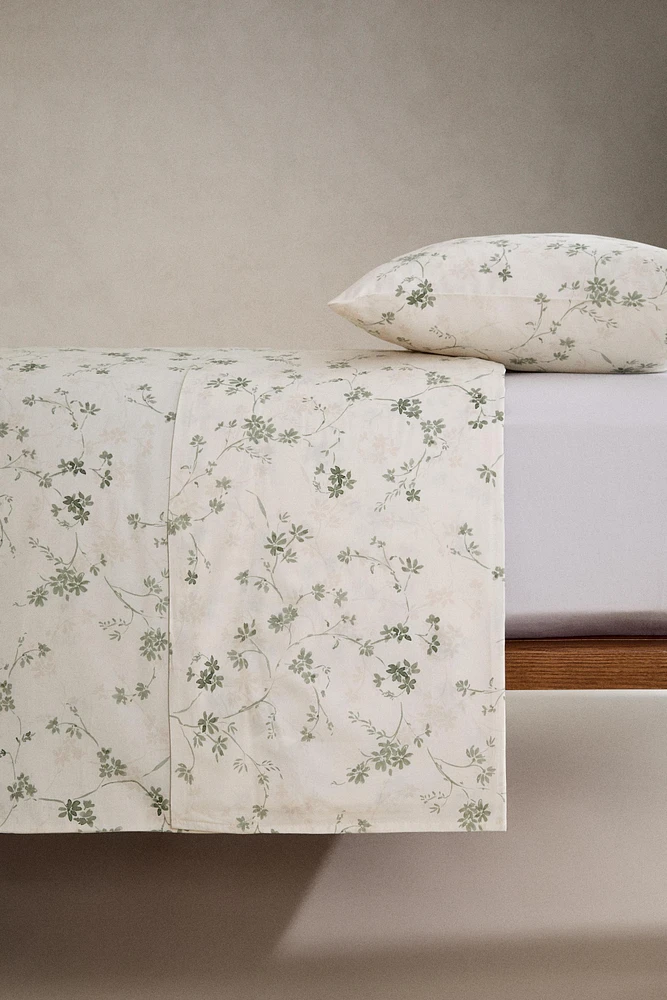 FLORAL PRINT SATEEN FLAT SHEET