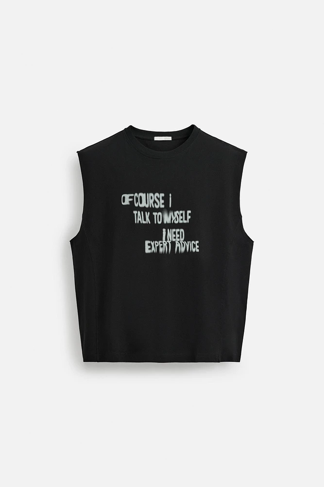 TEXT PRINT TANK T-SHIRT