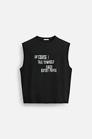 TEXT PRINT TANK T-SHIRT
