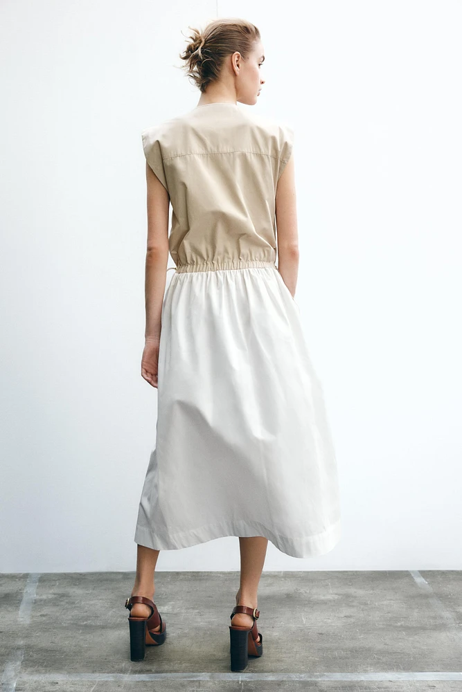 COMBINATION POPLIN DRESS