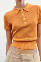 BASIC KNIT POLO TOP