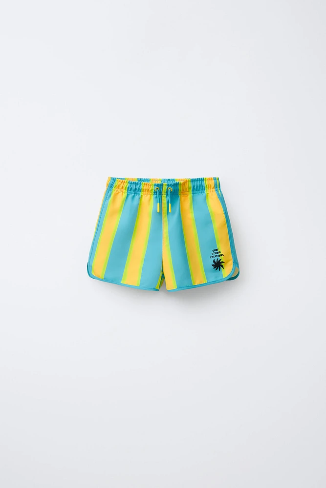 6-14 YEARS/STRIPED SHORT SWIM SHORTS