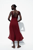 PLEATED MIDI DRESS