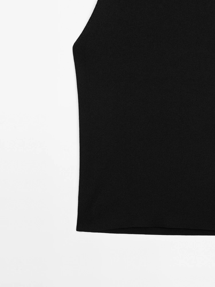 Halter top with tied neck detail
