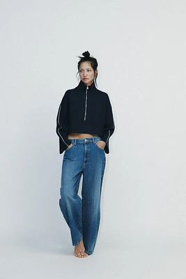 CROPPED SWEATSHIRT WITH PIPING