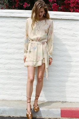 PRINTED CROCHET DRESS