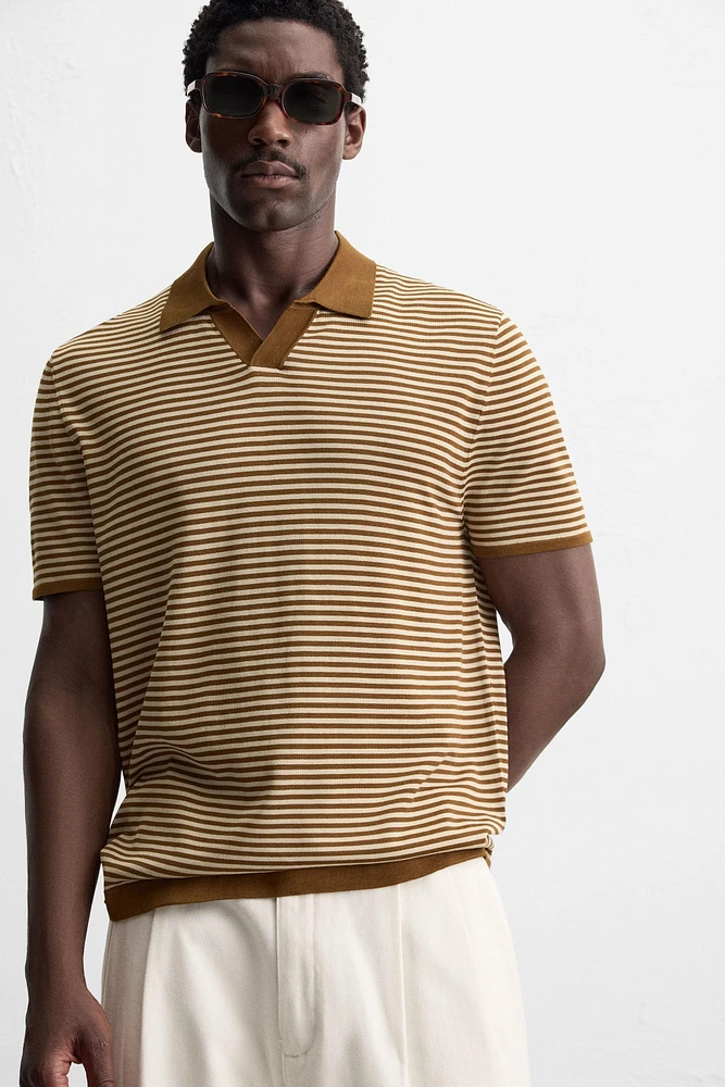 POLO EN MAILLE À RAYURES