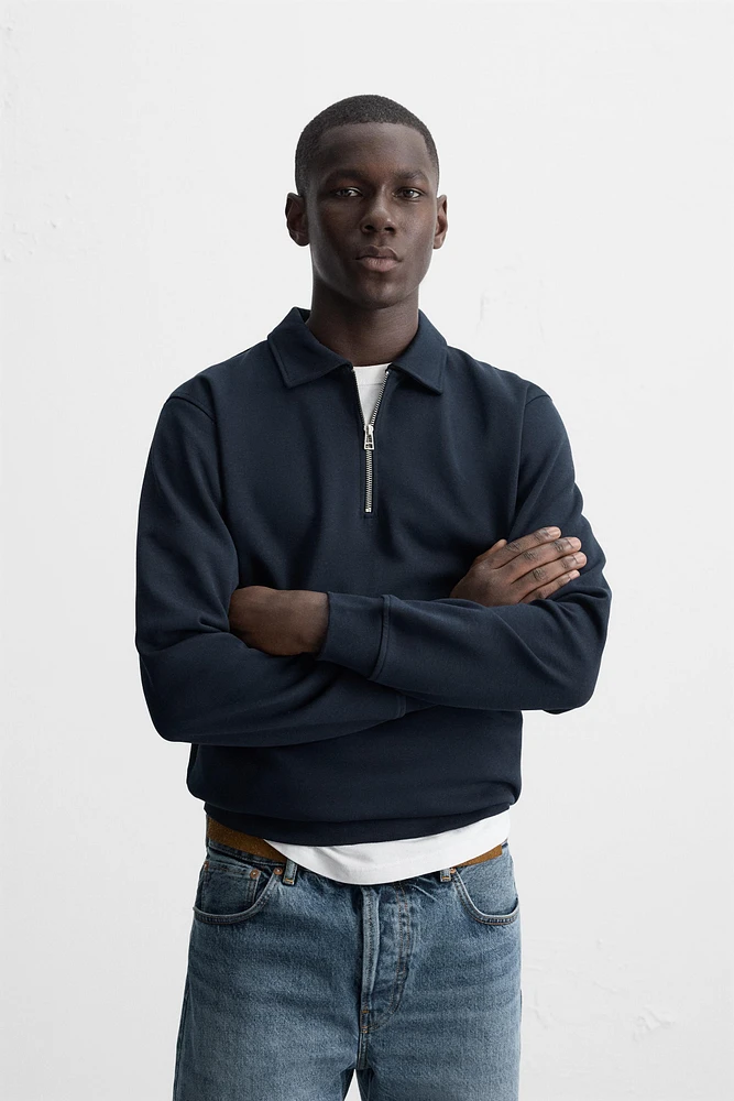 SWEAT POLO INTERLOCK COL ZIPPÉ