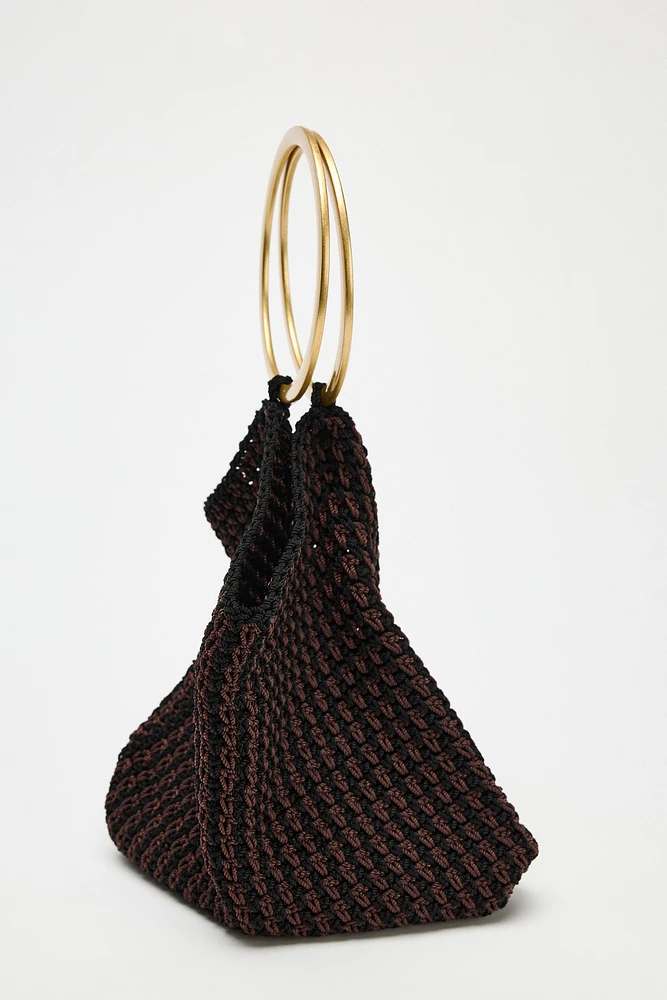 WOVEN BAG WITH METAL HANDLE