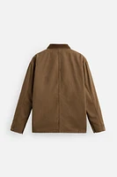 WASHED JACKET WITH CONTRASTING COLLAR