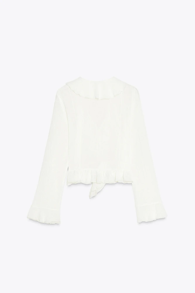 SEMI-SHEER BLOUSE WITH RUFFLES