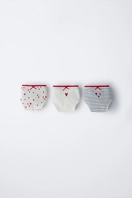 6-14 ANS/ LOT DE TROIS CULOTTES CŒURS