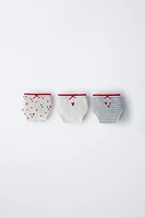 6-14 ANS/ LOT DE TROIS CULOTTES CŒURS