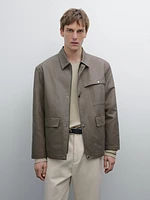 Cotton blend jacket with pocket detail