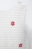 EMBROIDERED FLORAL KNIT ROMPER