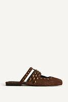 LIMITED EDITION STUDDED SPLIT LEATHER MULES