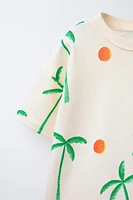 PALM TREE T-SHIRT AND BERMUDA JOGGING SET