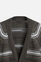 DISTRESSED STRIPED CARDIGAN