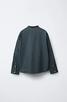 LINEN MANDARIN COLLAR SHIRT