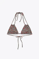 CHERRY ANIMAL PRINT BIKINI TOP