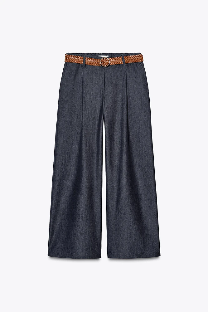 WIDE LEG BELTED PANTS