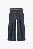 WIDE LEG BELTED PANTS
