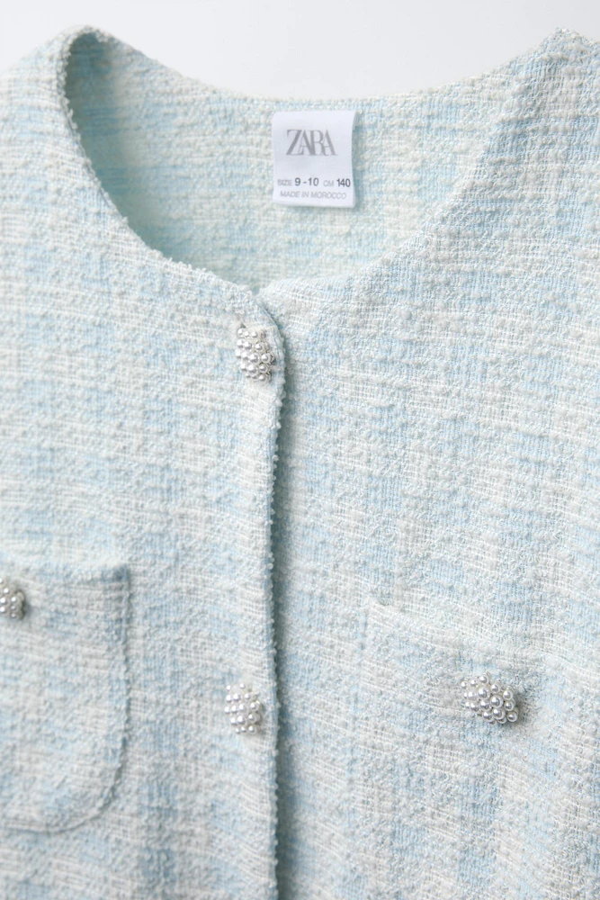 JEWEL BUTTON TEXTURED JACKET