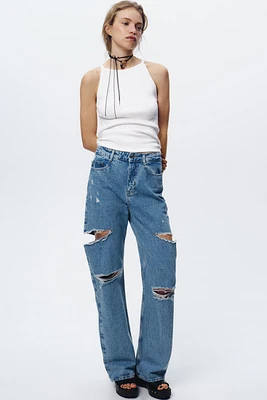Z1975 HIGH-WAISTED STRAIGHT LEG RIPPED JEANS